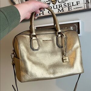 Michael Kors Metallic Gold Mercer Medium Duffle